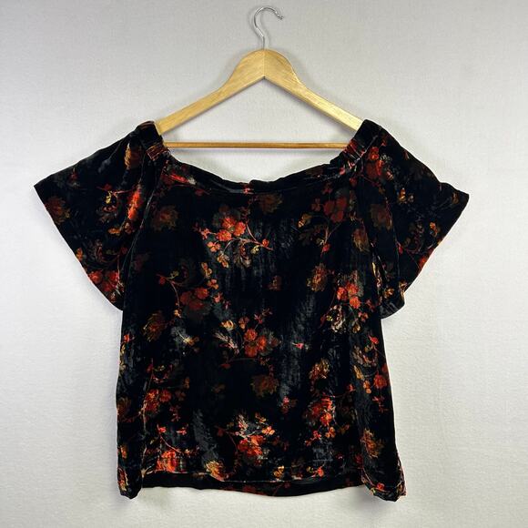 Woman's Loft Floral Velvet Top - Size Large‎ Whimsygoth Autumnal Boho - Picture 9 of 10